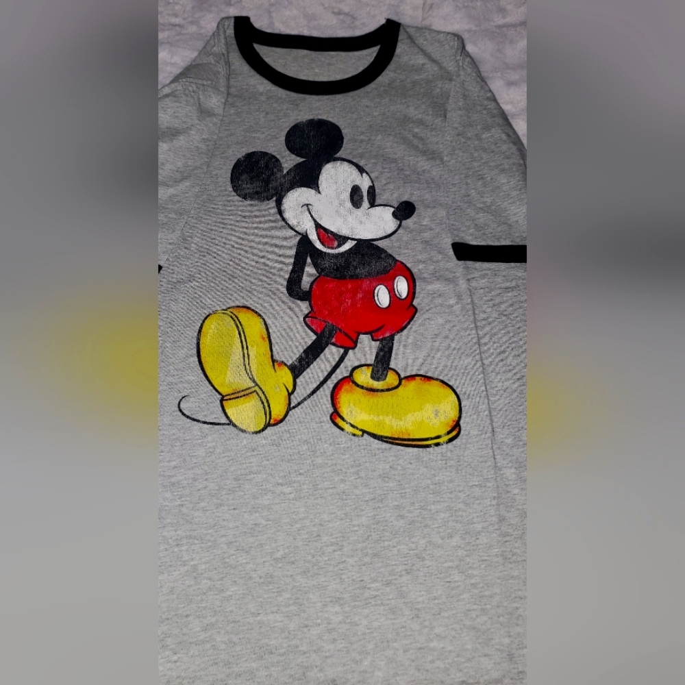 Gray Mickey Mouse Mens Ringer Shirt